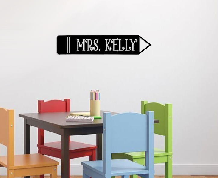 Customizable Pencil Teacher Student School Writing Letter Name Initials Monogram Sign Premium Quality Metal Monogram Home Decor Hanging on wall indoor preview
