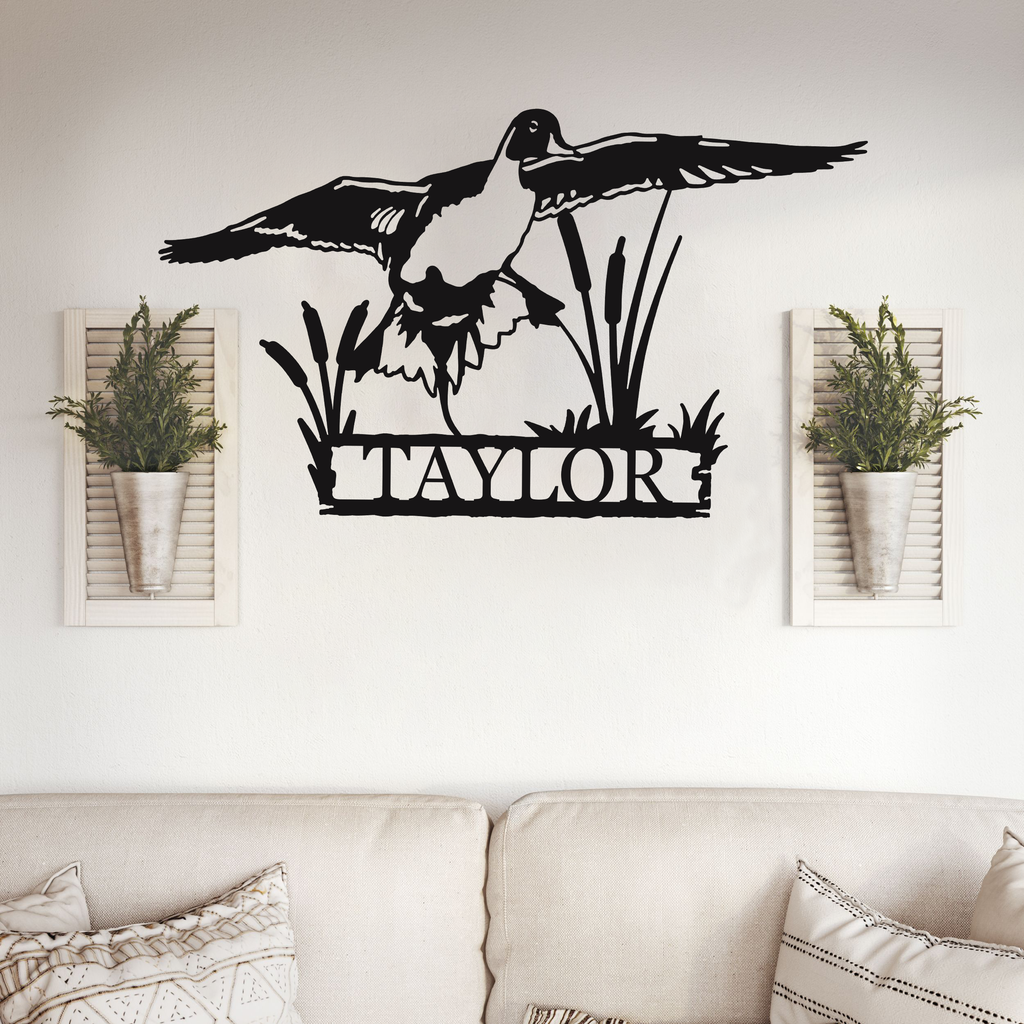 Customizable Pintail Bird Watcher Hunting Letter Name Initials Monogram Sign Premium Quality Metal Monogram Home Decor hanging on wall preview