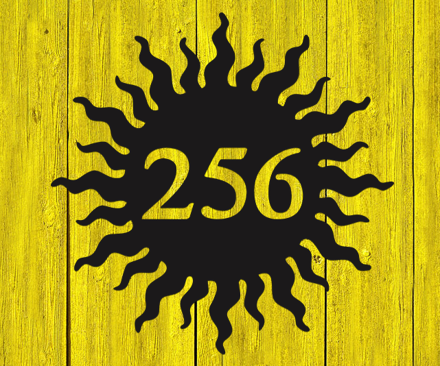 Customizable Sun Star Solar Helios Address Yard Sign Premium Quality Metal Address Sign Home Decor Black Yellow Background