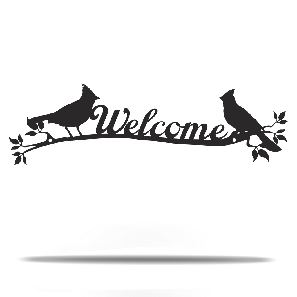 Welcome Cardinals Sport Bird Flying Sign Premium Quality Metal Home Decor Black