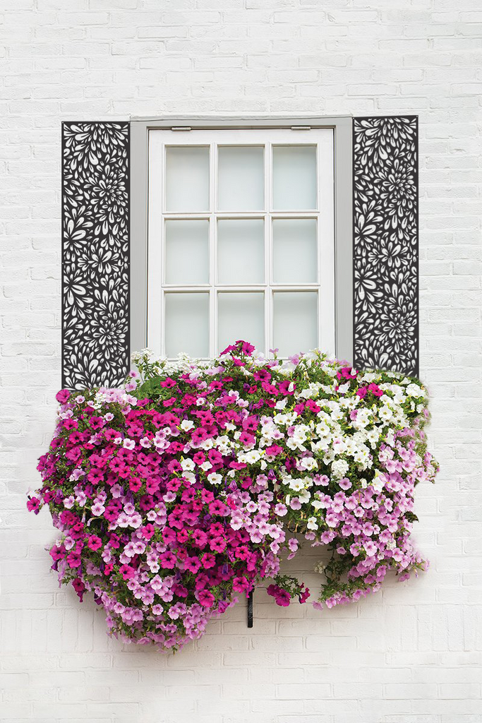 Custom Flower Petals Pattern Shutters Premium Quality Metal Shutters Home Decor on window Preview